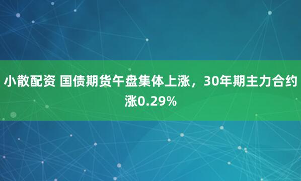 小散配资 国债期货午盘集体上涨，30年期主力合约涨0.29%